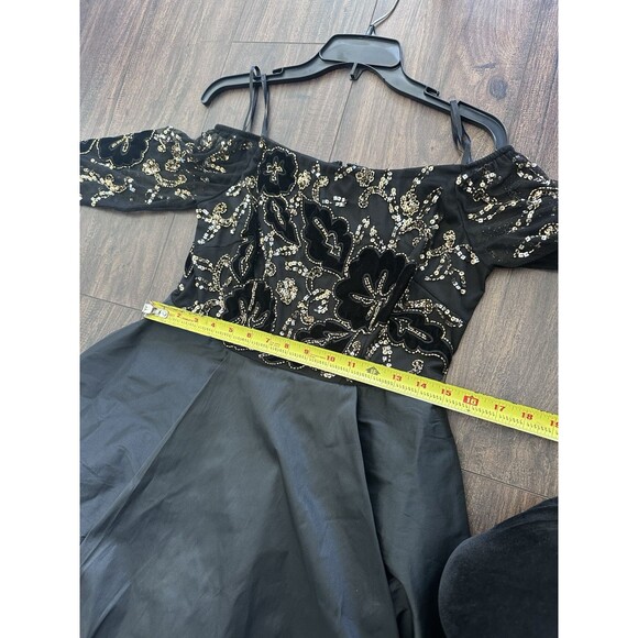 Adrianna Papell Women's Petite Beaded Taffeta-Skirt Gown Maxi Dress Black 6P - Picture 14 of 16